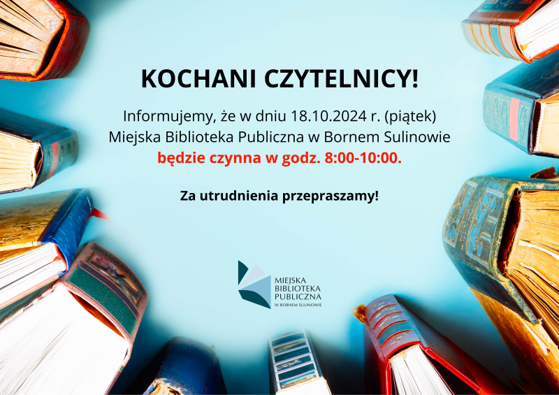 Informacja o godzinach pracy Miejskiej Biblioteki Publicznej