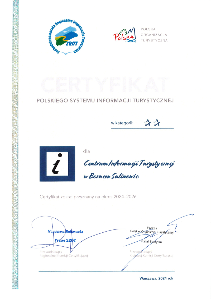 Certyfikat Polskiego Systemu Informacji Turystycznej